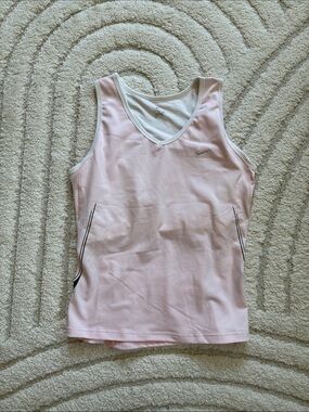 Nike Pink Performance V-Neck Tank with White Trim